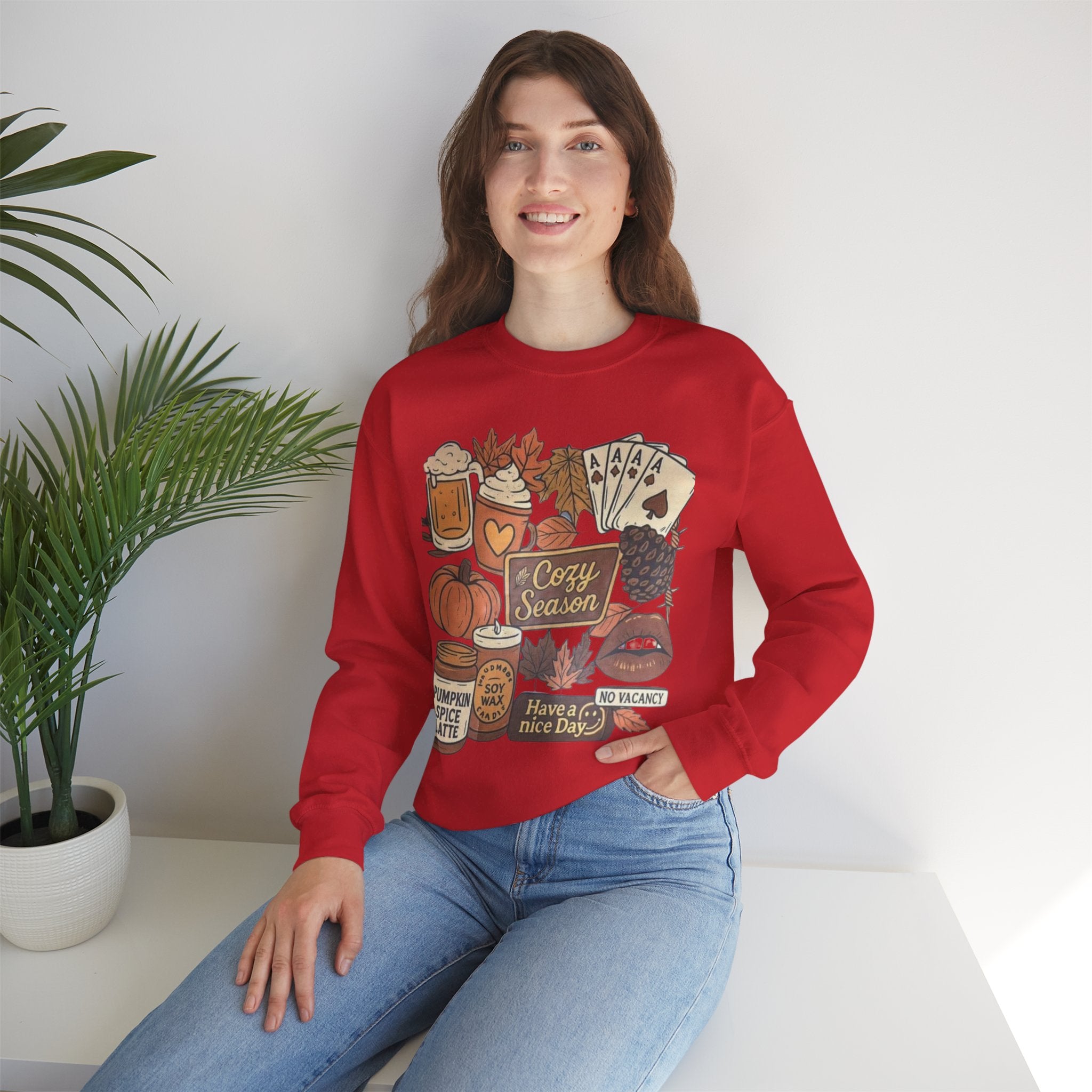 Cozy Fall Sweatshirt, Unisex Crewneck, Autumn Vibes, Pumpkin Spice Lover Gift, Seasonal Apparel, Thanksgiving Sweater