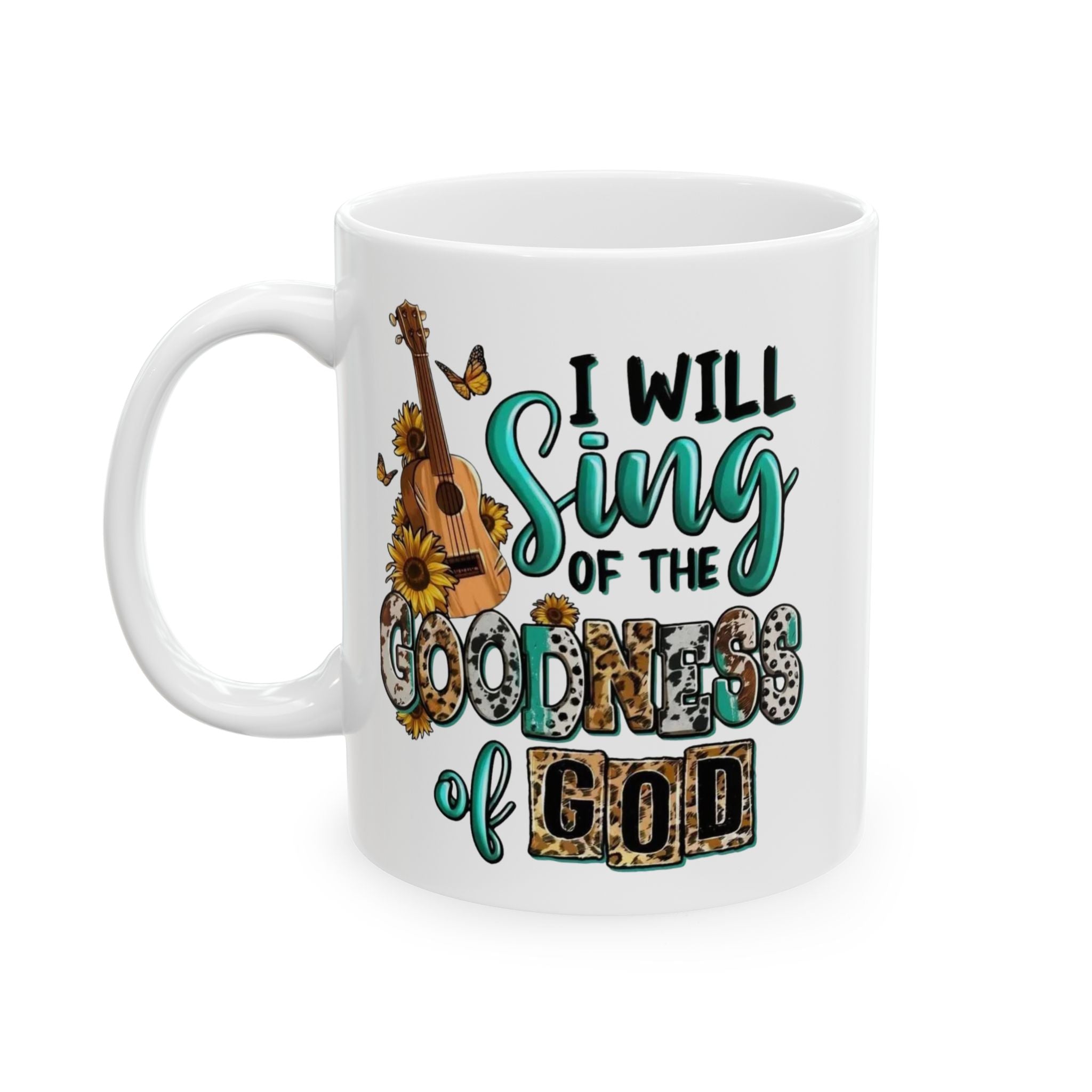 Vintage Floral Guitar Ceramic Mug - Boho Coffee Cup for Music Lovers, Perfect Gift for Birthdays, Anniversaries, or Housewarming