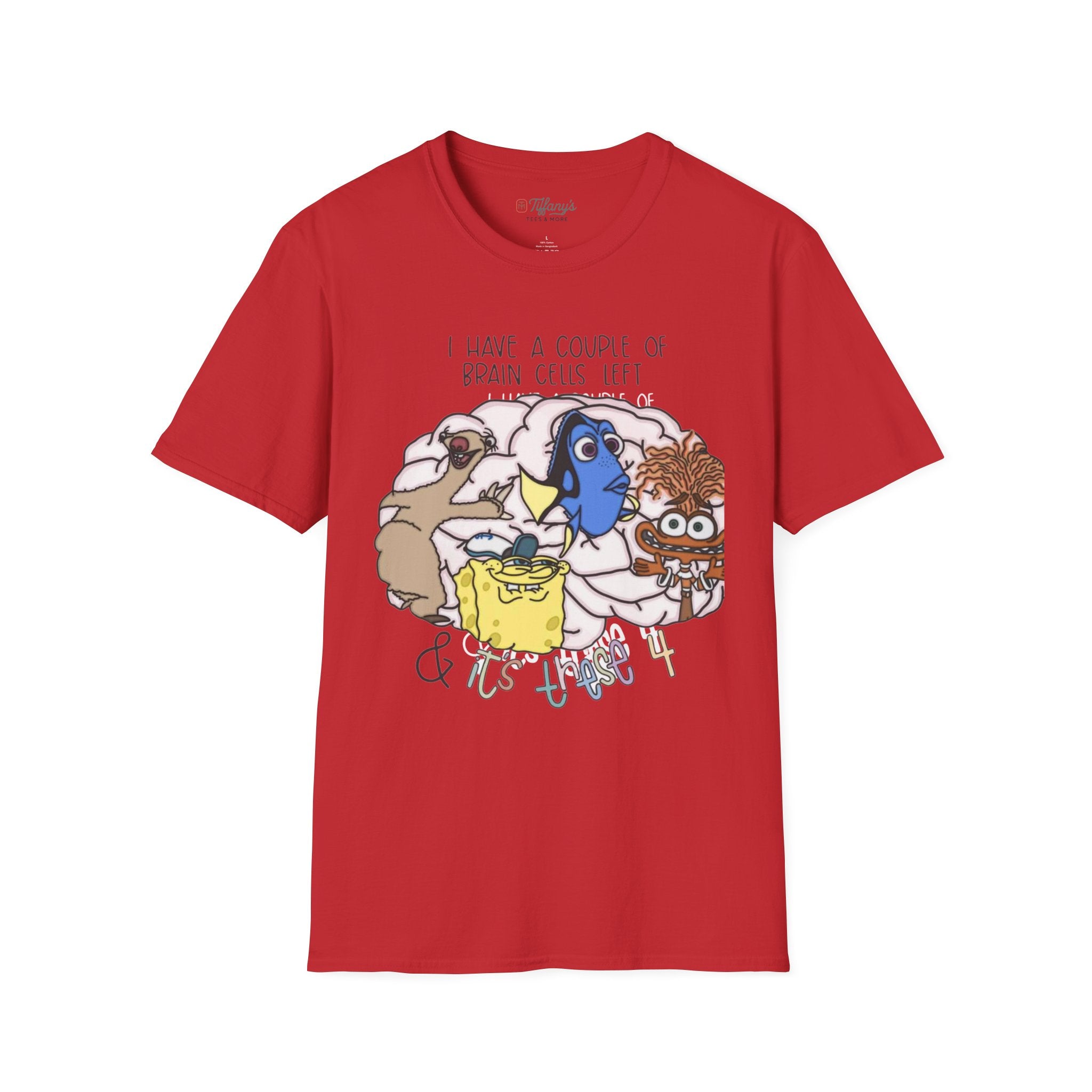 SpongeBob, Dory, anxiety. Brain Cells Left Unisex T-Shirt, Funny Graphic Tee, Casual Wear, Gift for Friends, Birthday Apparel
