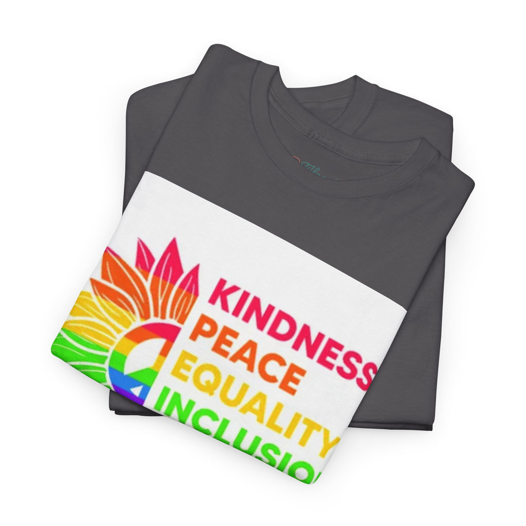 Rainbow Inclusivity Unisex Heavy Cotton Tee - Kindness, Peace, Equality, Hope & Diversity