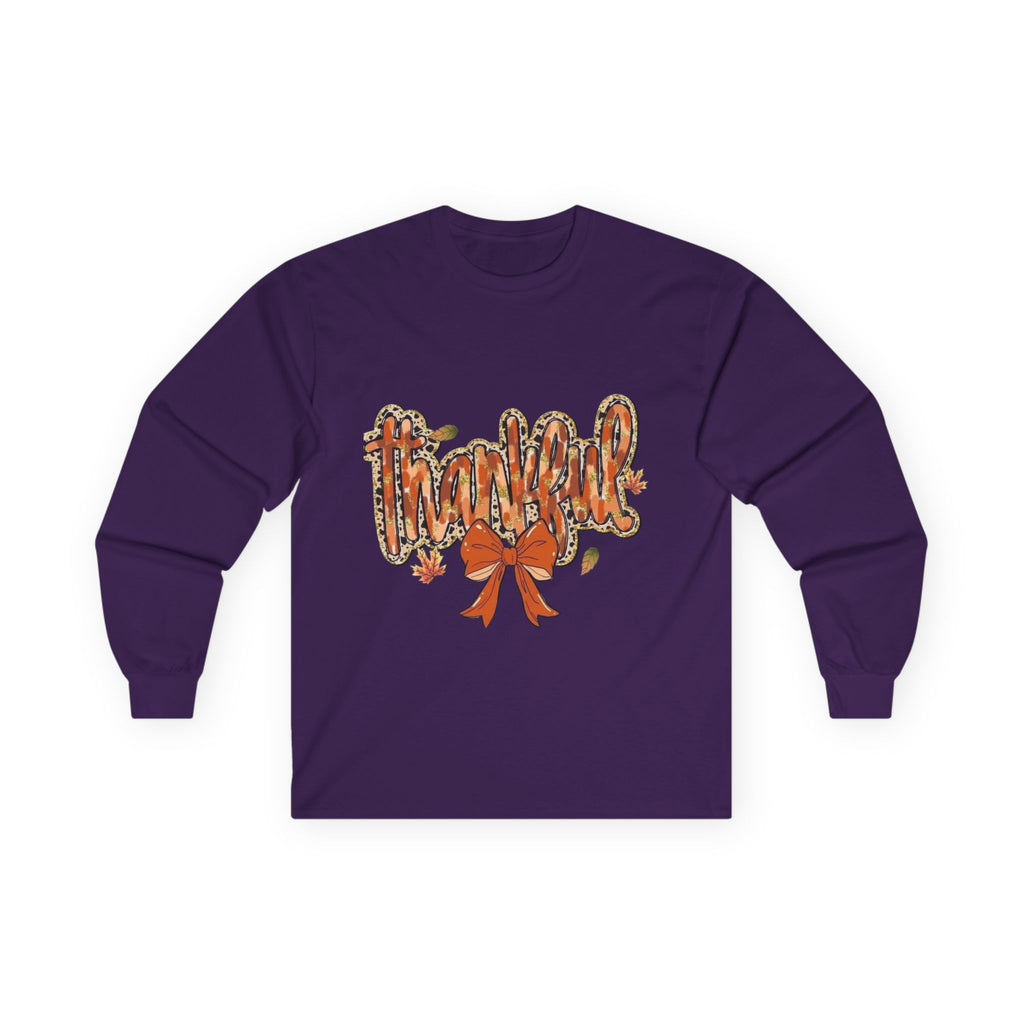 Thankful Long Sleeve Tee, Fall Shirt, Thanksgiving Apparel, Unisex Cotton Top, Cozy Gift for Her