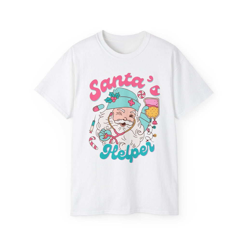 Santa's Helper Unisex Ultra Cotton Tee, Fun Holiday Shirt, Christmas Gift, Winter Apparel, Family Matching Tee