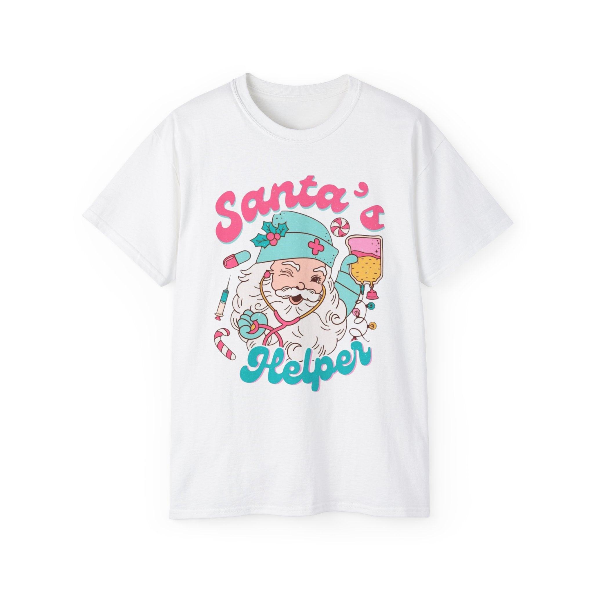 Santa's Helper Unisex Ultra Cotton Tee, Fun Holiday Shirt, Christmas Gift, Winter Apparel, Family Matching Tee