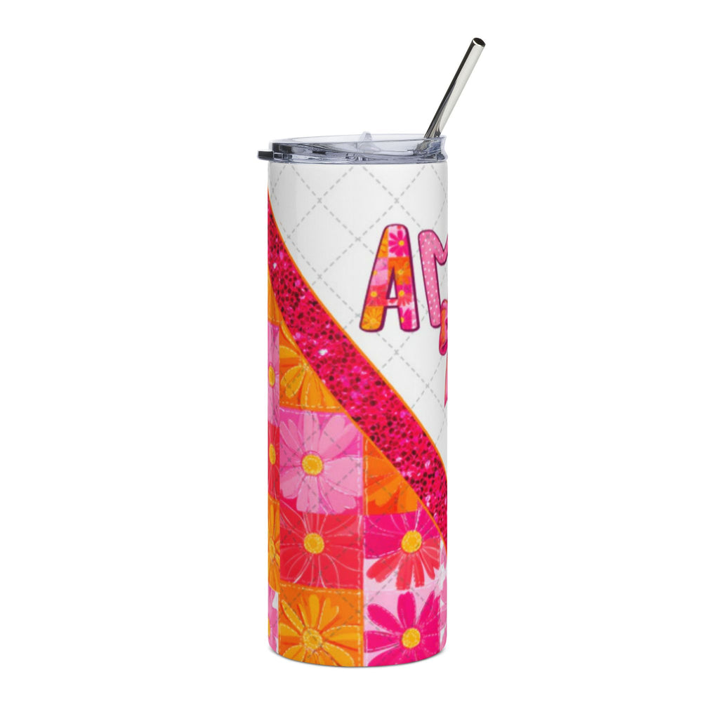 Colorful Floral AMEN Stainless Steel Tumbler - 20oz with Sparkling Designs