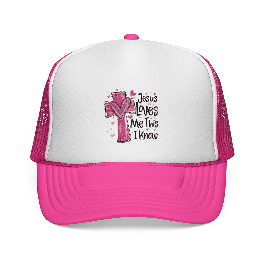 Jesus Loves Me Trucker Cap, Christian Hat, Faith-Based Gift, Religious Apparel, Summer Accessory, Youthful Style