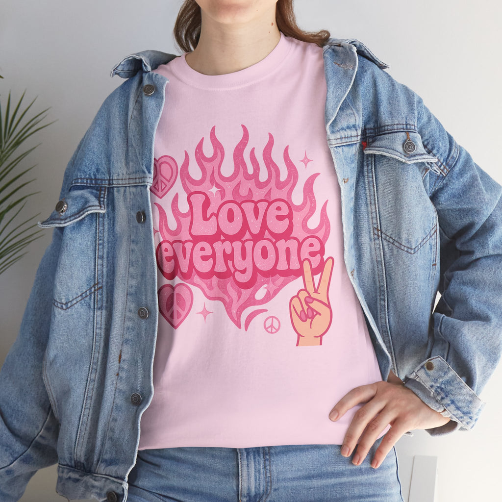 Love Everyone Unisex Heavy Cotton Tee - Peace & Love Graphic T-Shirt Inclusivity Unisex