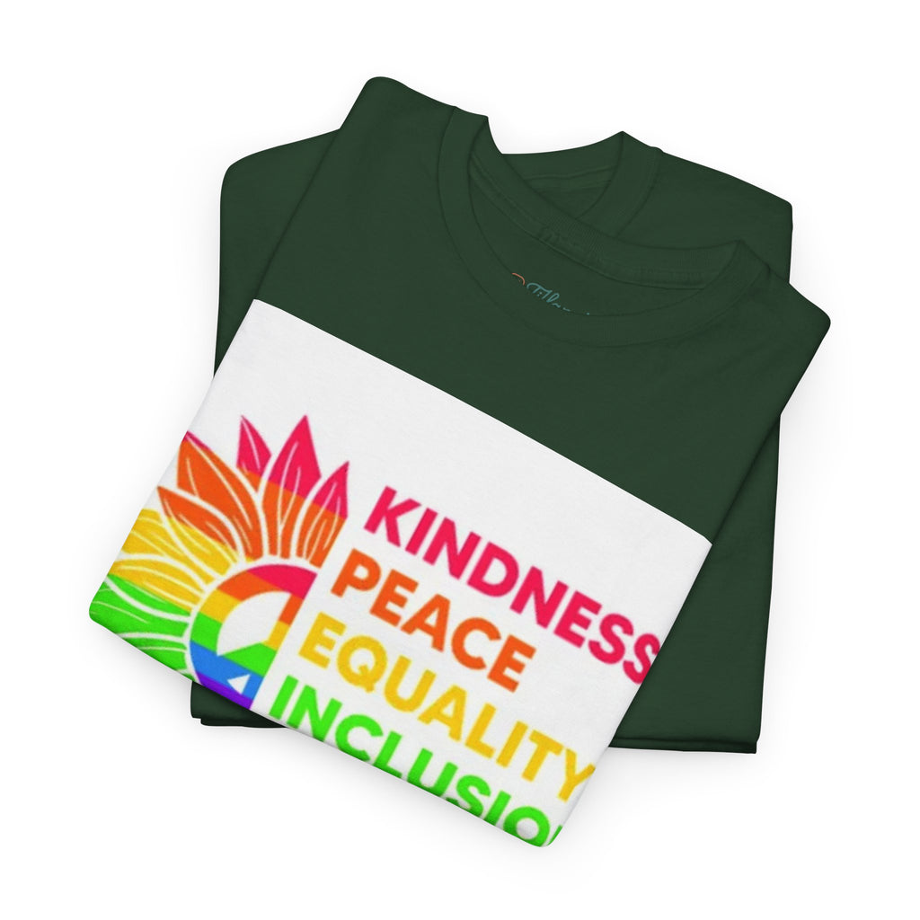 Rainbow Inclusivity Unisex Heavy Cotton Tee - Kindness, Peace, Equality, Hope & Diversity