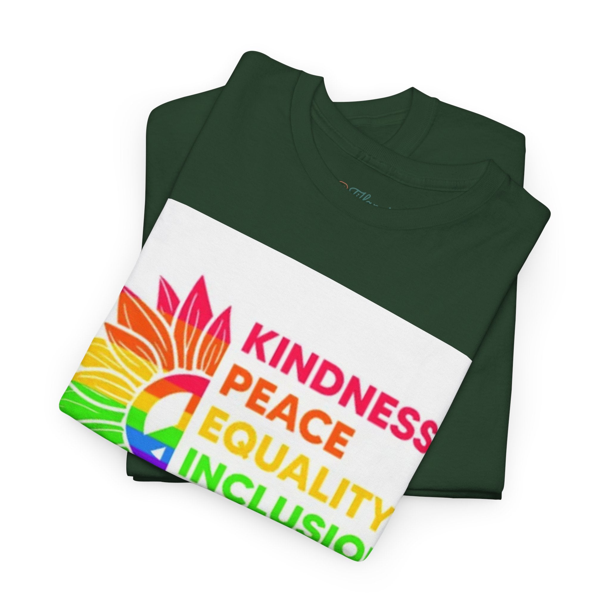Rainbow Inclusivity Unisex Heavy Cotton Tee - Kindness, Peace, Equality, Hope & Diversity