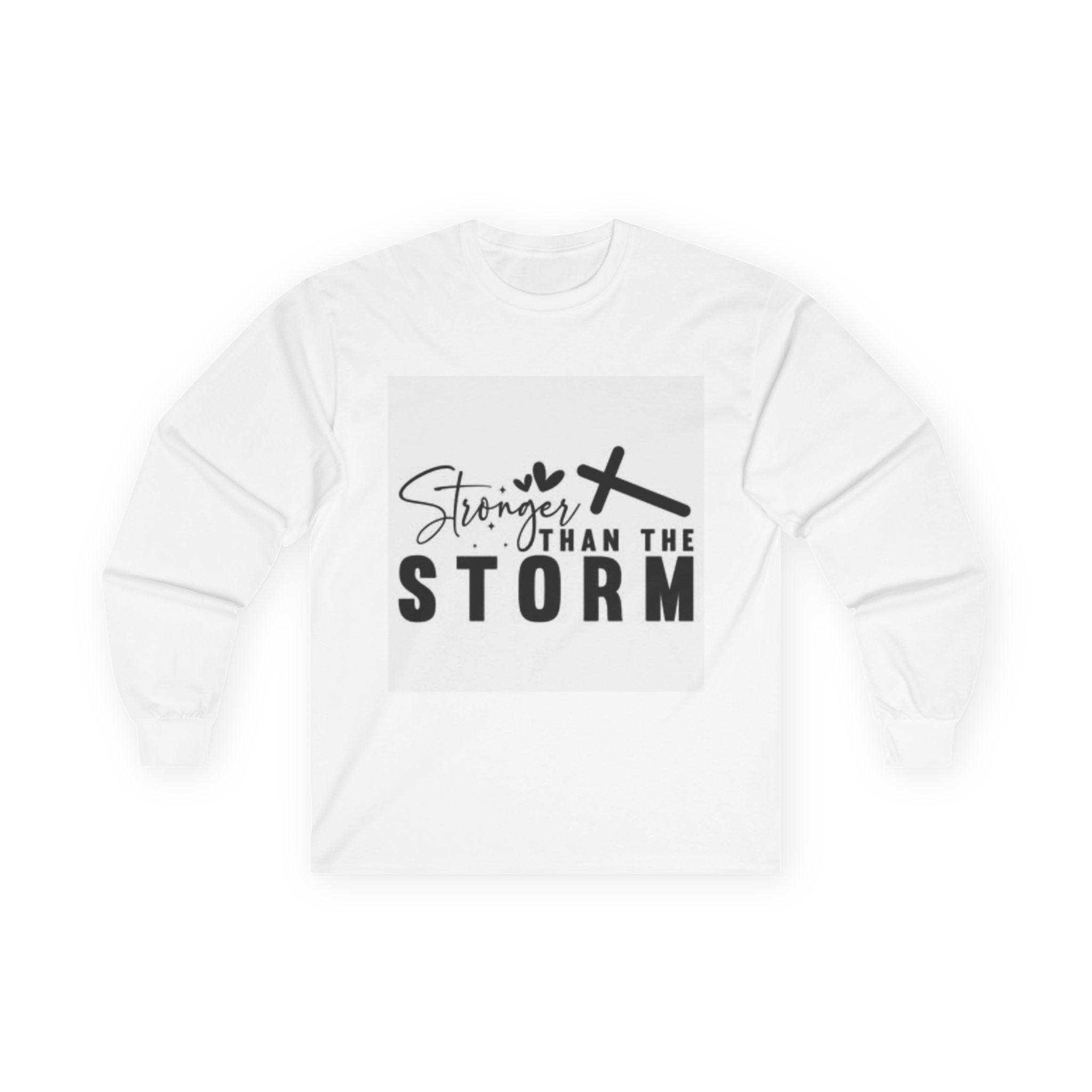 Unisex Motivational Long Sleeve Tee - "Stronger Than The Storm" for Resilience, Hope, Gifts, Inspiration, Casual Wear