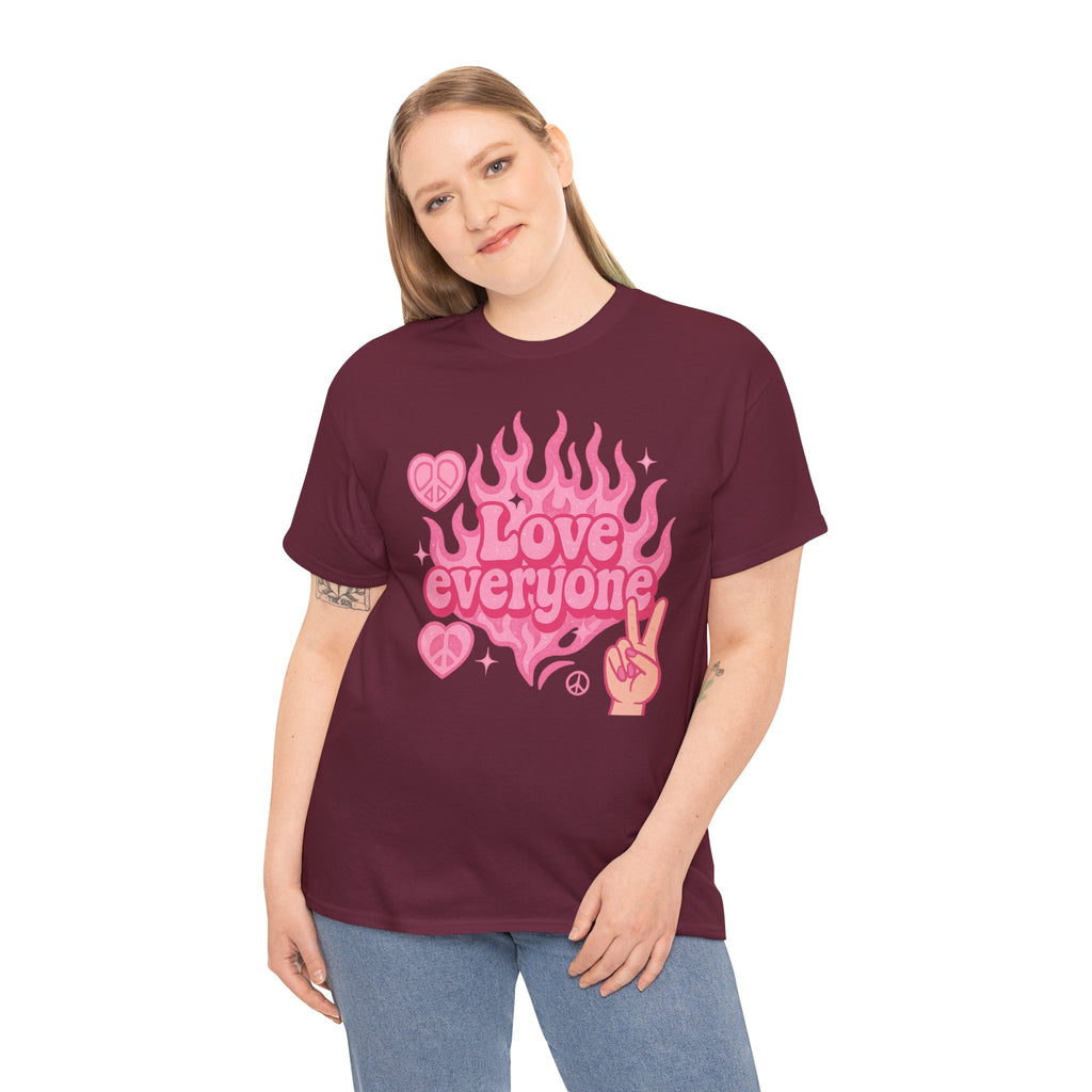 Love Everyone Unisex Heavy Cotton Tee - Peace & Love Graphic T-Shirt Inclusivity Unisex