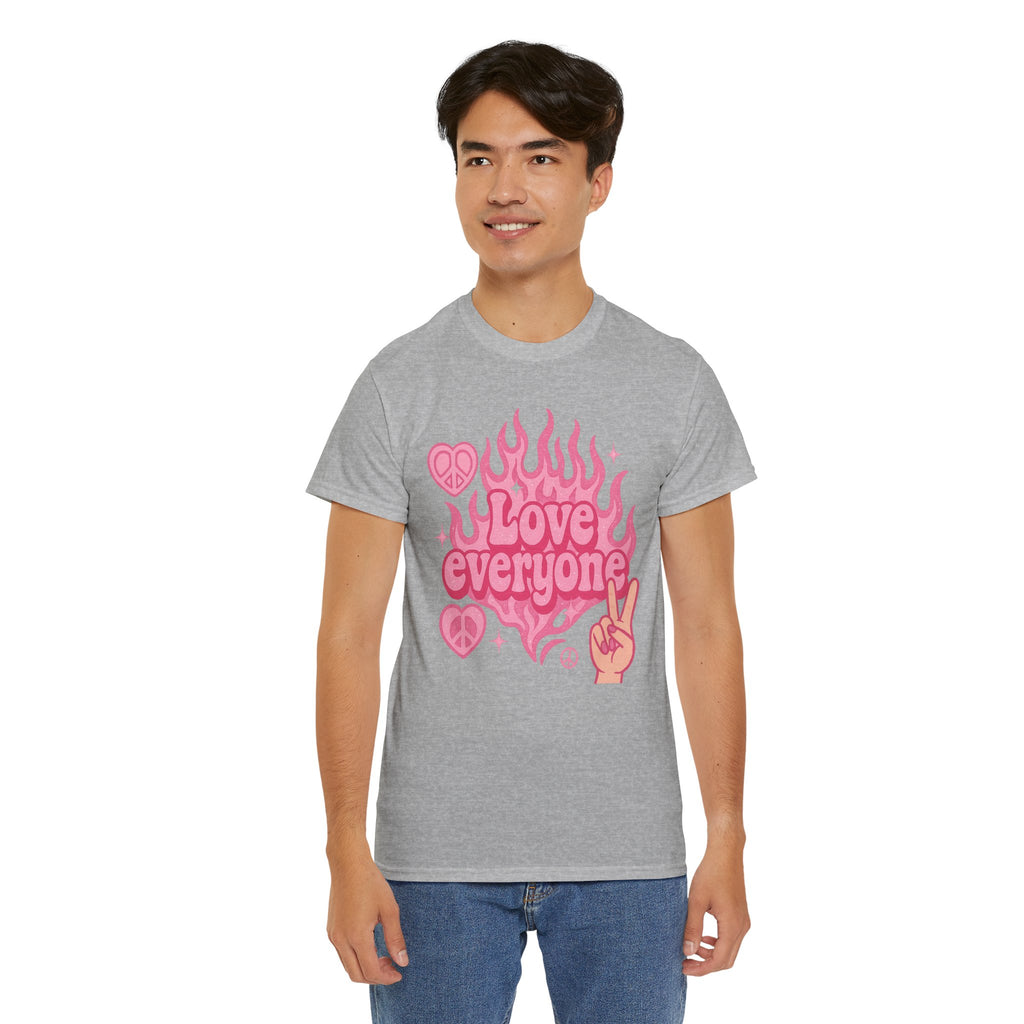 Love Everyone Unisex Heavy Cotton Tee - Peace & Love Graphic T-Shirt Inclusivity Unisex