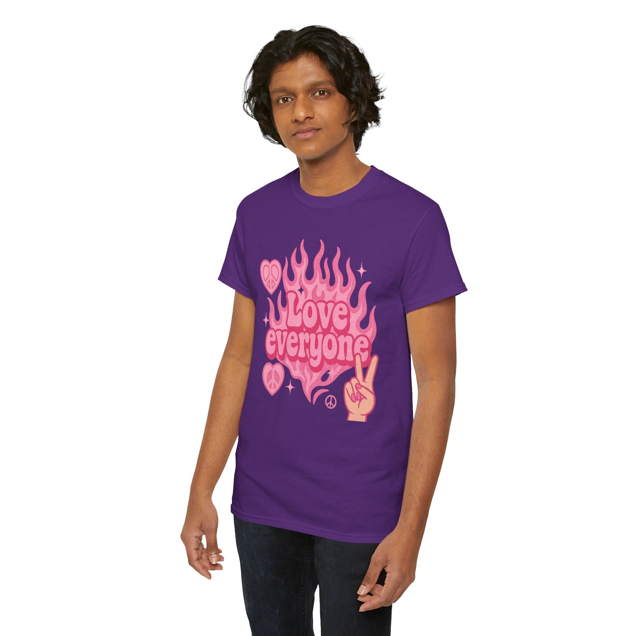 Love Everyone Unisex Heavy Cotton Tee - Peace & Love Graphic T-Shirt Inclusivity Unisex