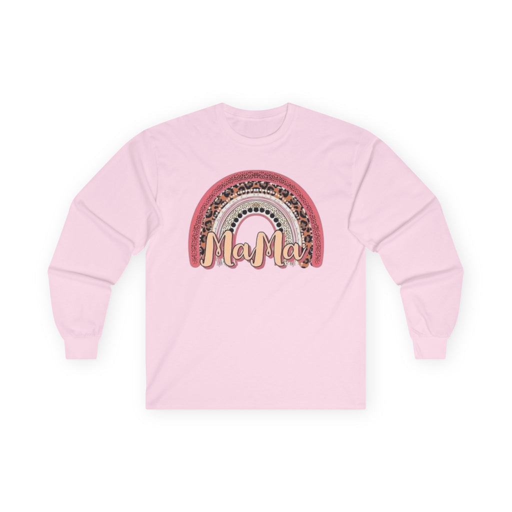 Mama Rainbow Long Sleeve Tee, Mother's Day Gift, Cozy Casual Wear, Boho Style Shirt, Gift for New Moms, Spring Fashion