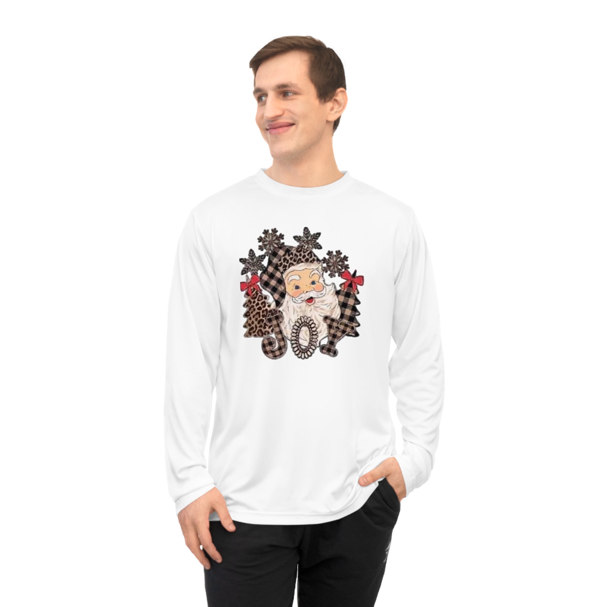 Joyful Holiday Unisex Performance Long Sleeve Shirt | Great for Christmas, Gift, Winter Wear, Casual, Athleisure.