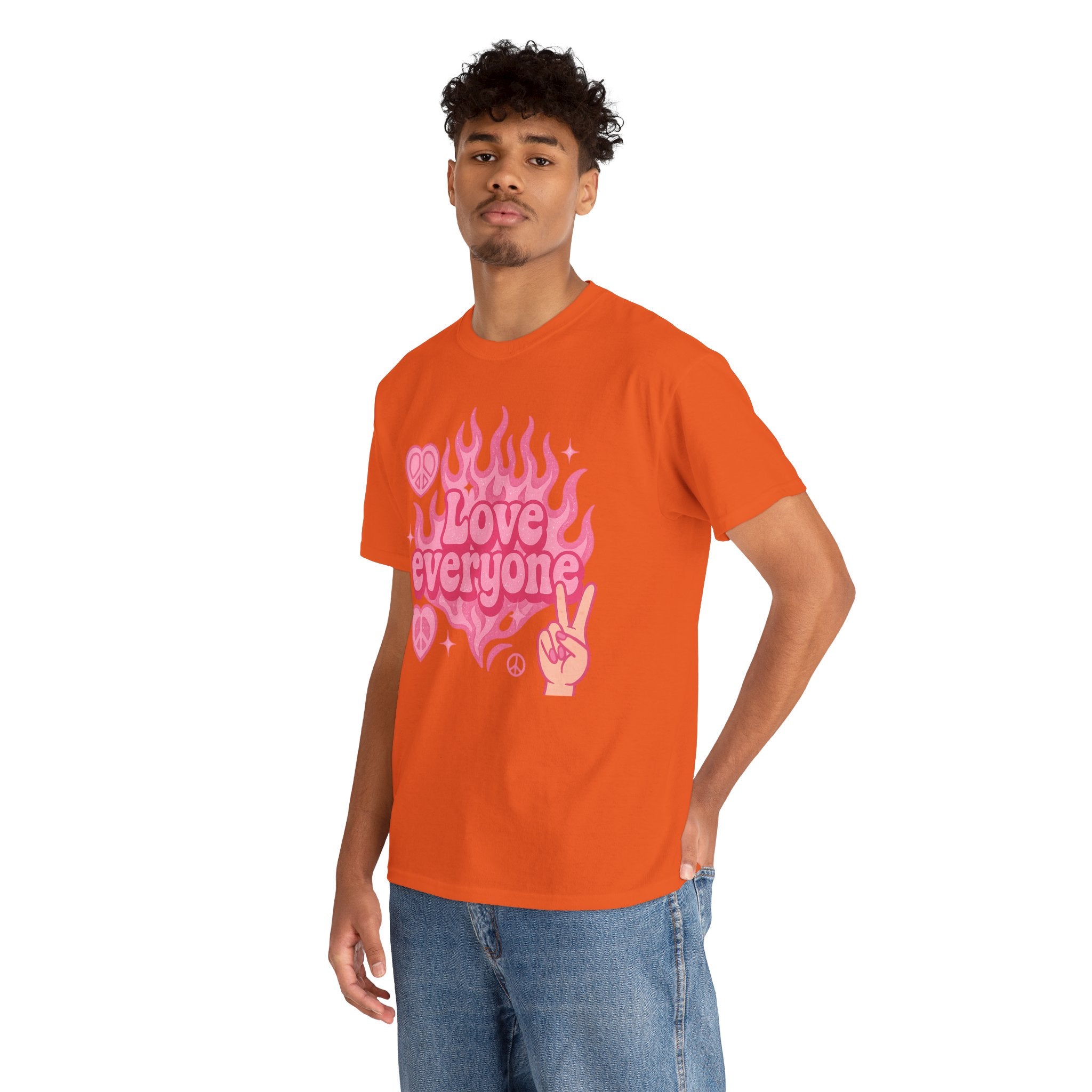 Love Everyone Unisex Heavy Cotton Tee - Peace & Love Graphic T-Shirt Inclusivity Unisex