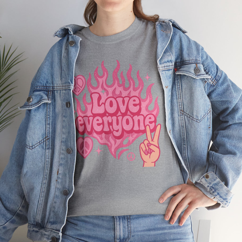 Love Everyone Unisex Heavy Cotton Tee - Peace & Love Graphic T-Shirt Inclusivity Unisex