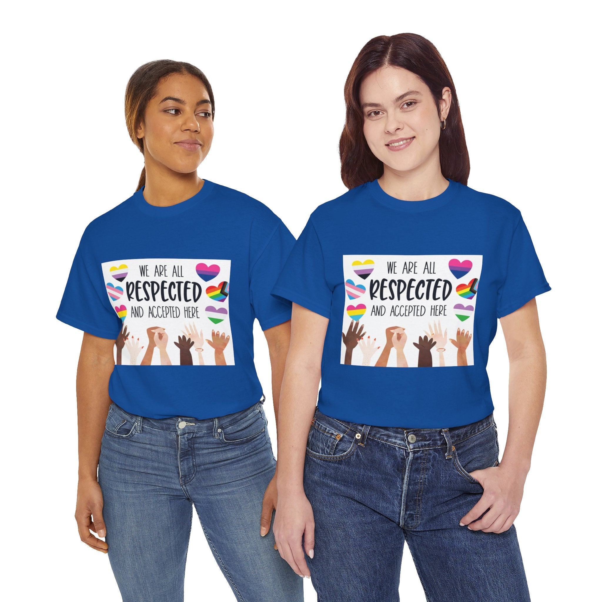 Inclusive Message Unisex Heavy Cotton Tee - "We Are All Respected and Accepted Here"  Inclusivity Unisex