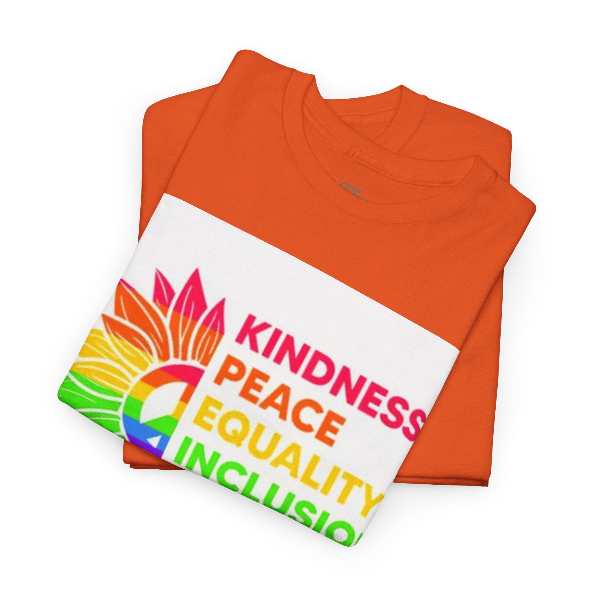 Rainbow Inclusivity Unisex Heavy Cotton Tee - Kindness, Peace, Equality, Hope & Diversity