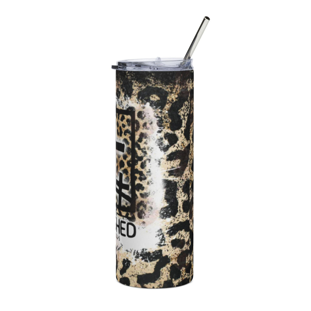 Leopard Print Stainless Steel Tumbler - 'It Is Finished' Isaiah 53:4