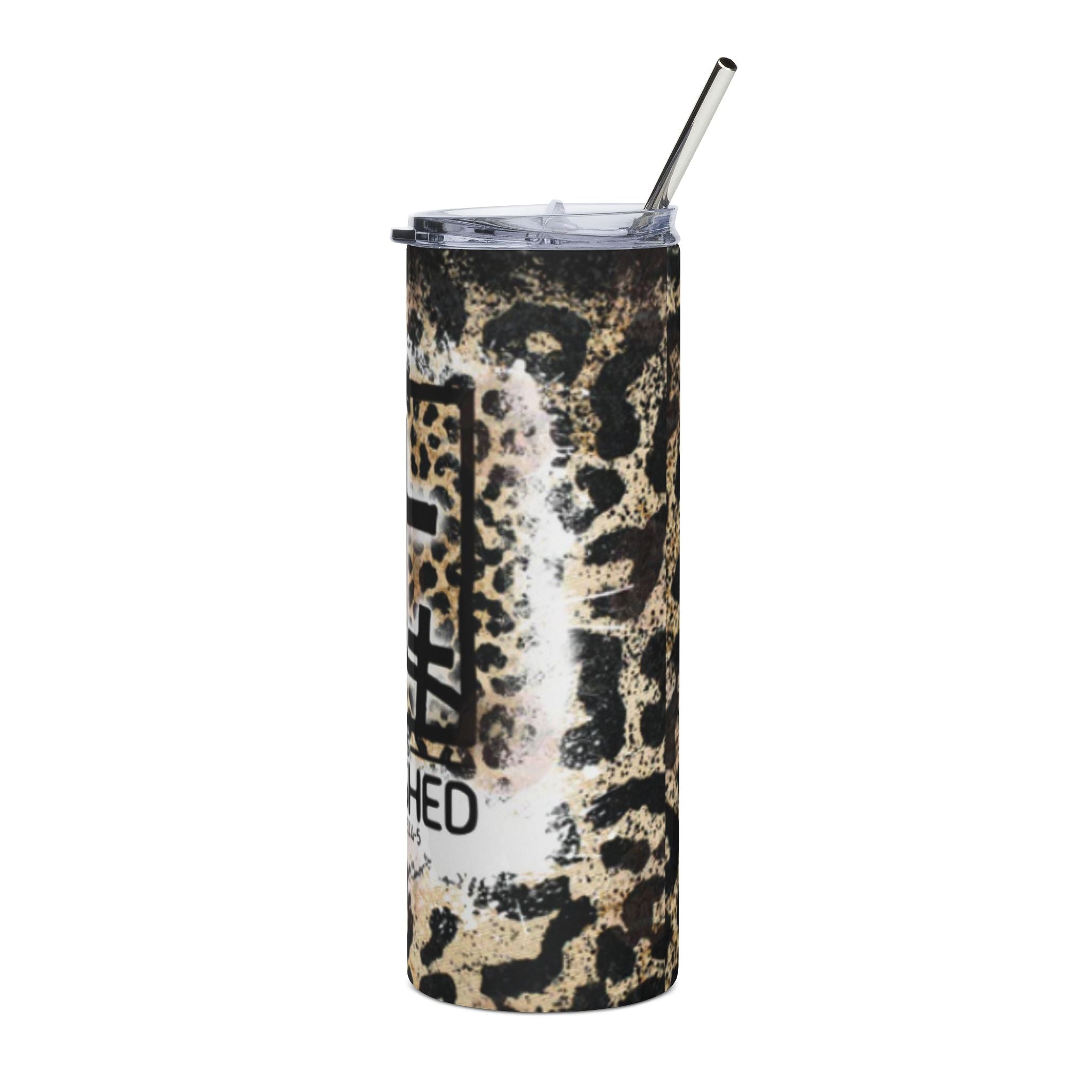 Leopard Print Stainless Steel Tumbler - 'It Is Finished' Isaiah 53:4