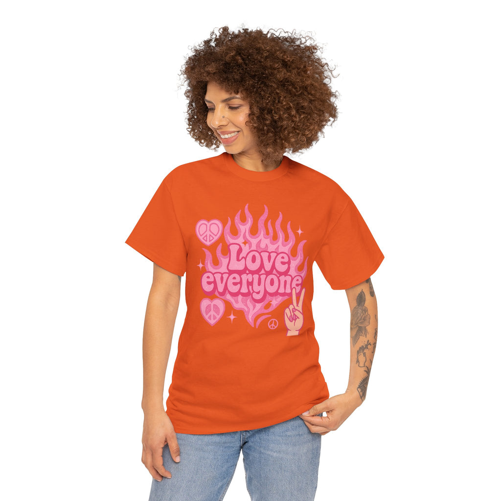 Love Everyone Unisex Heavy Cotton Tee - Peace & Love Graphic T-Shirt Inclusivity Unisex