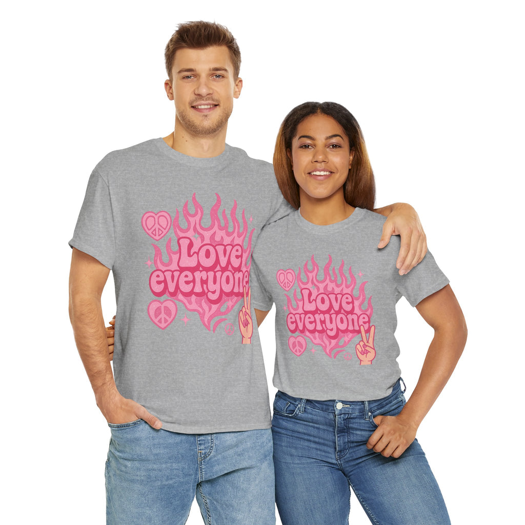 Love Everyone Unisex Heavy Cotton Tee - Peace & Love Graphic T-Shirt Inclusivity Unisex