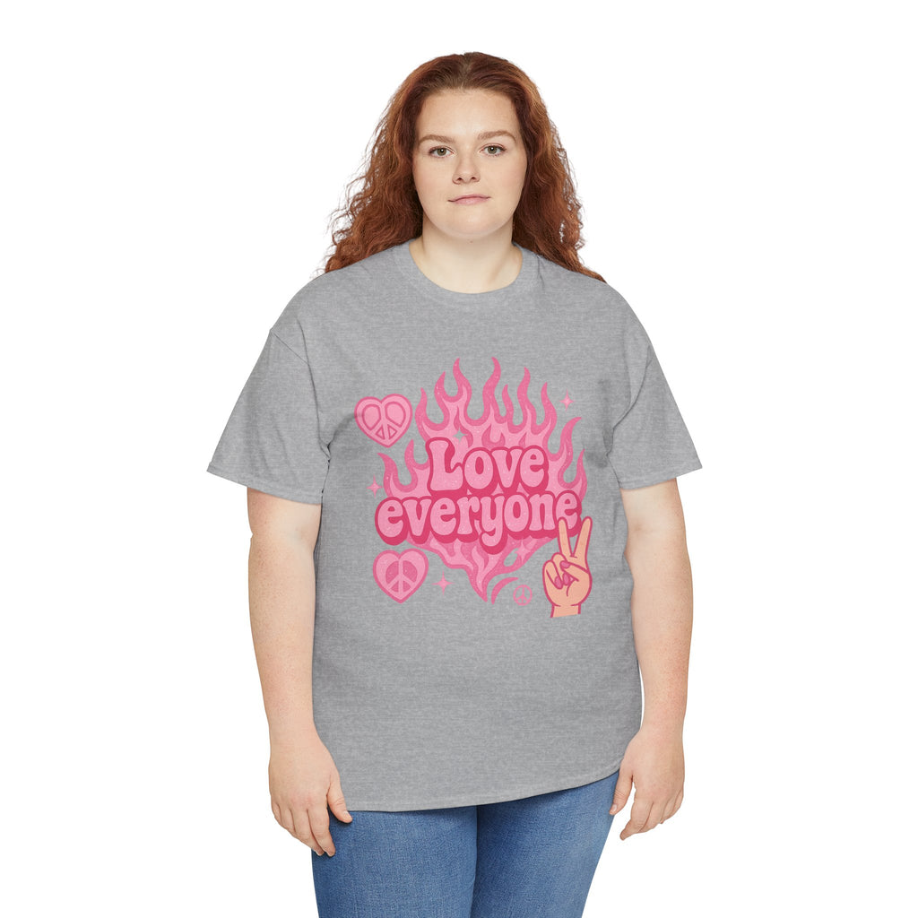 Love Everyone Unisex Heavy Cotton Tee - Peace & Love Graphic T-Shirt Inclusivity Unisex
