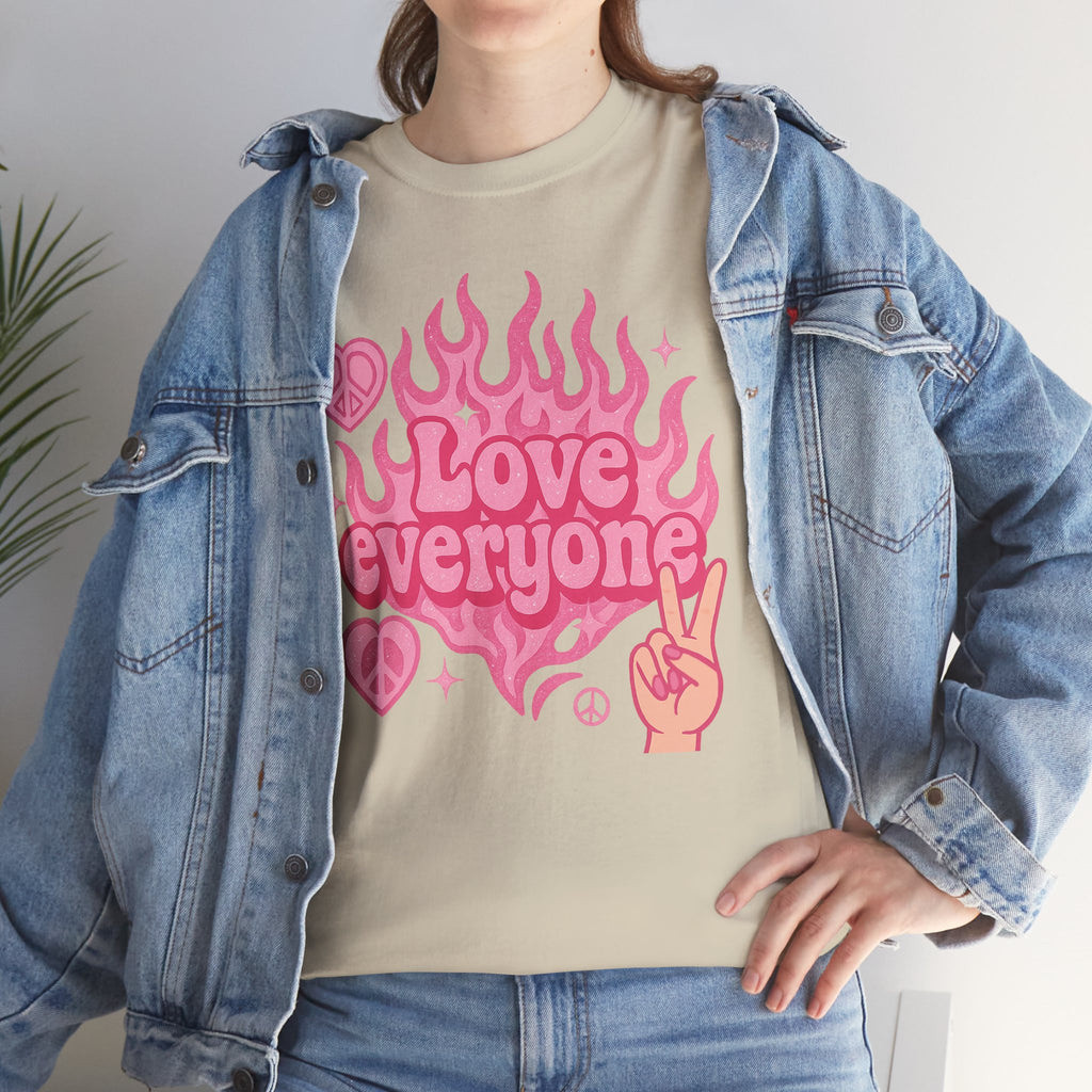 Love Everyone Unisex Heavy Cotton Tee - Peace & Love Graphic T-Shirt Inclusivity Unisex