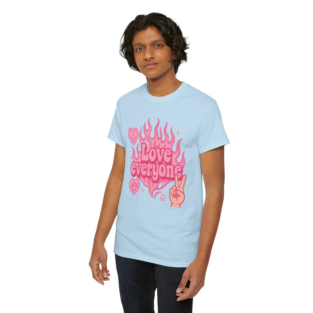 Love Everyone Unisex Heavy Cotton Tee - Peace & Love Graphic T-Shirt Inclusivity Unisex