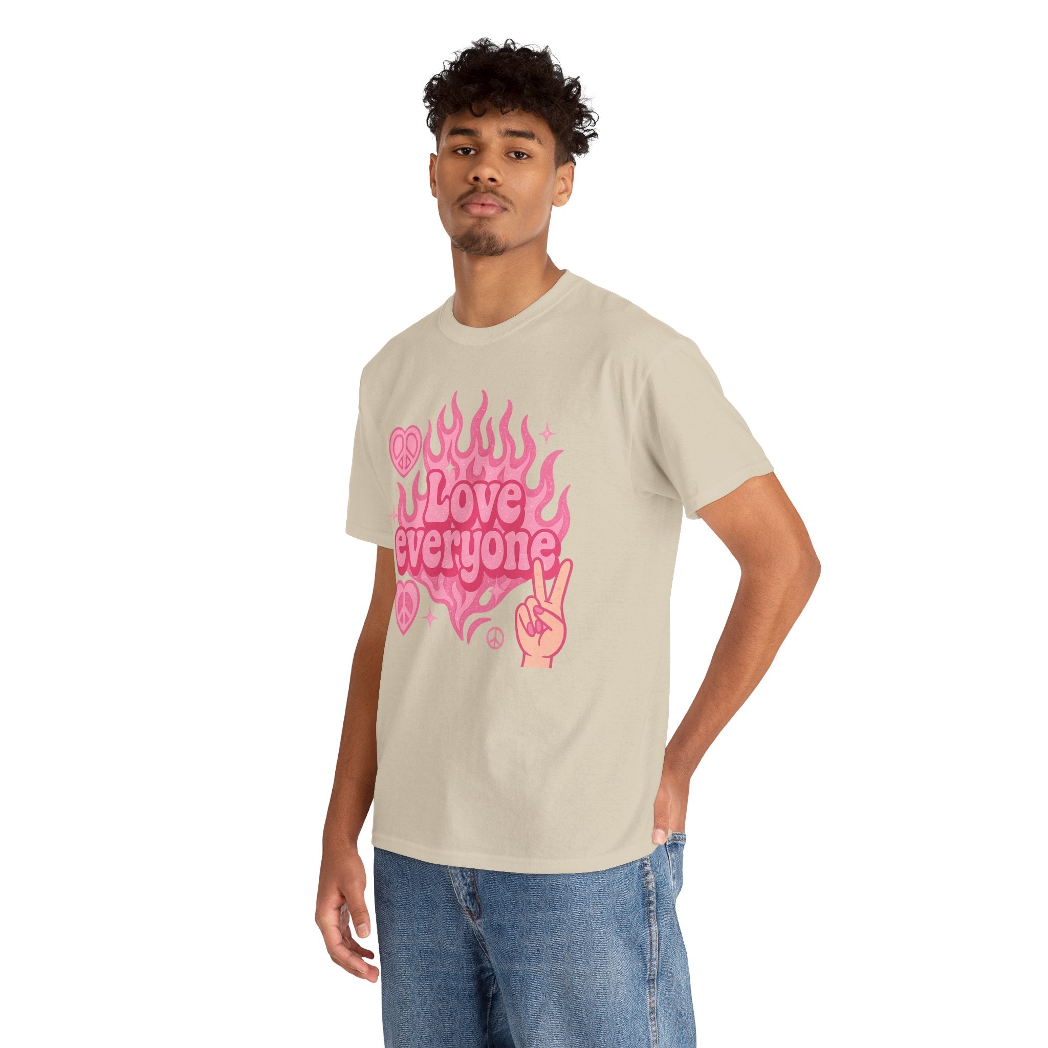Love Everyone Unisex Heavy Cotton Tee - Peace & Love Graphic T-Shirt Inclusivity Unisex