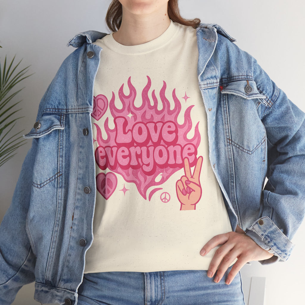 Love Everyone Unisex Heavy Cotton Tee - Peace & Love Graphic T-Shirt Inclusivity Unisex