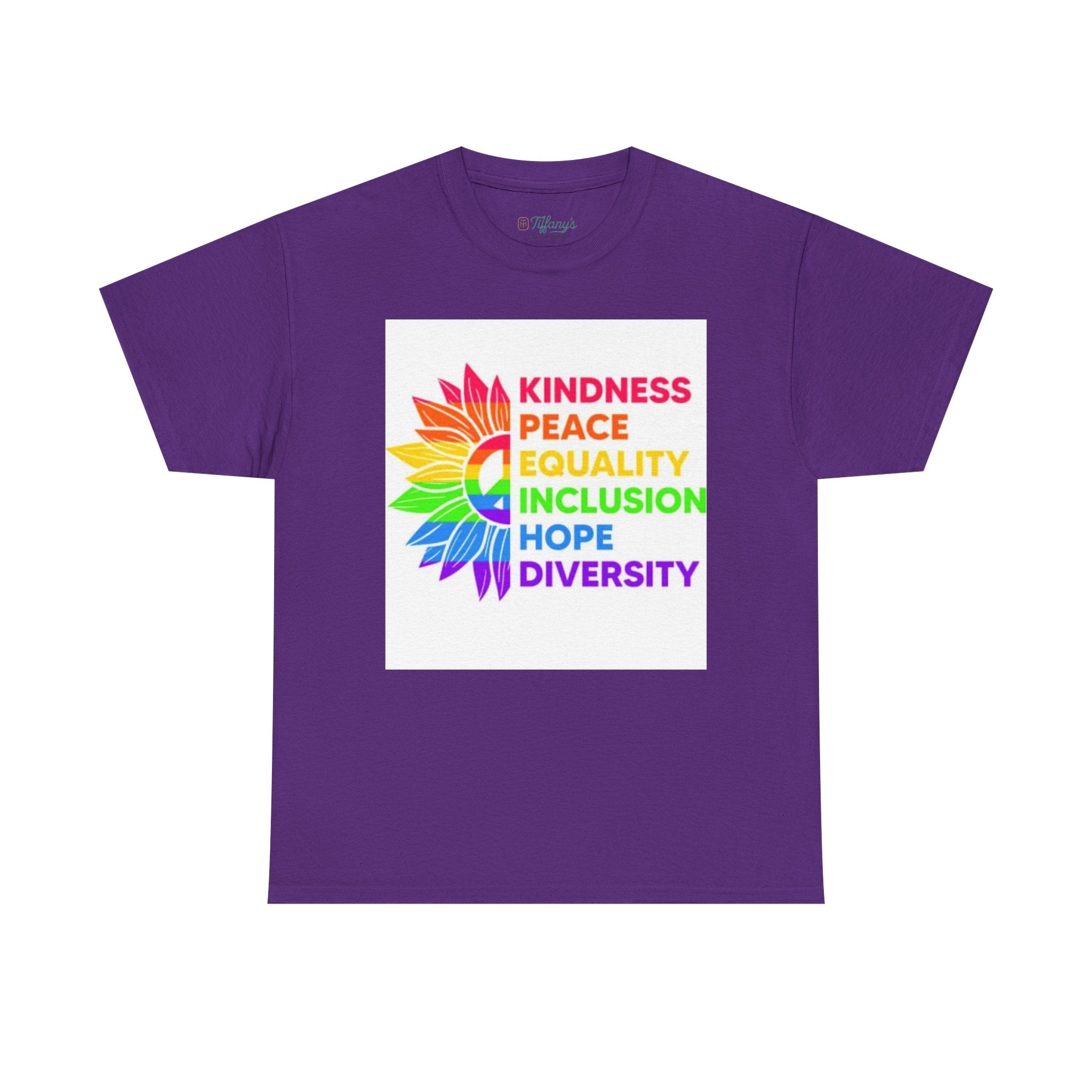 Rainbow Inclusivity Unisex Heavy Cotton Tee - Kindness, Peace, Equality, Hope & Diversity