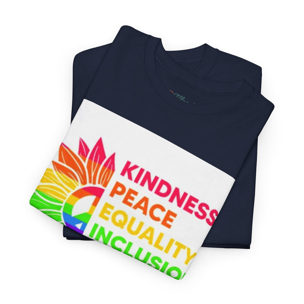 Rainbow Inclusivity Unisex Heavy Cotton Tee - Kindness, Peace, Equality, Hope & Diversity