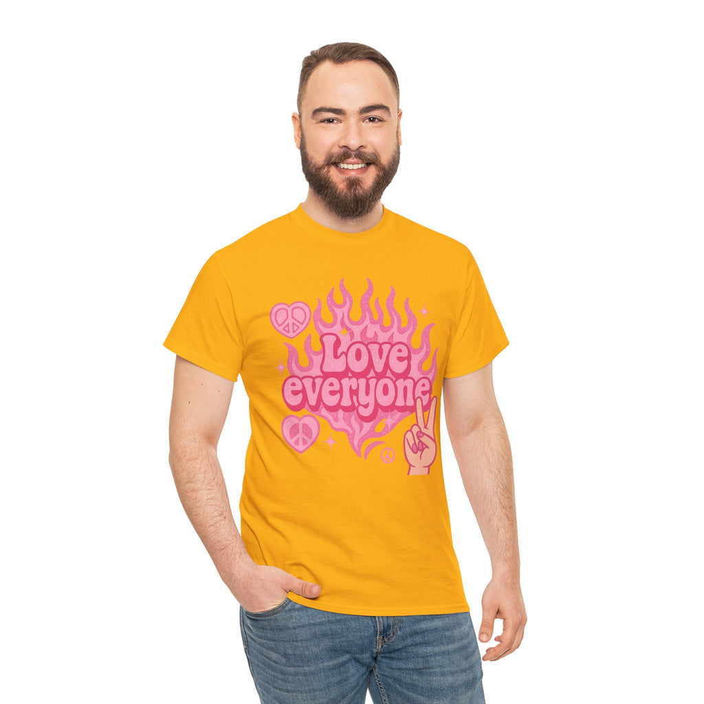 Love Everyone Unisex Heavy Cotton Tee - Peace & Love Graphic T-Shirt Inclusivity Unisex