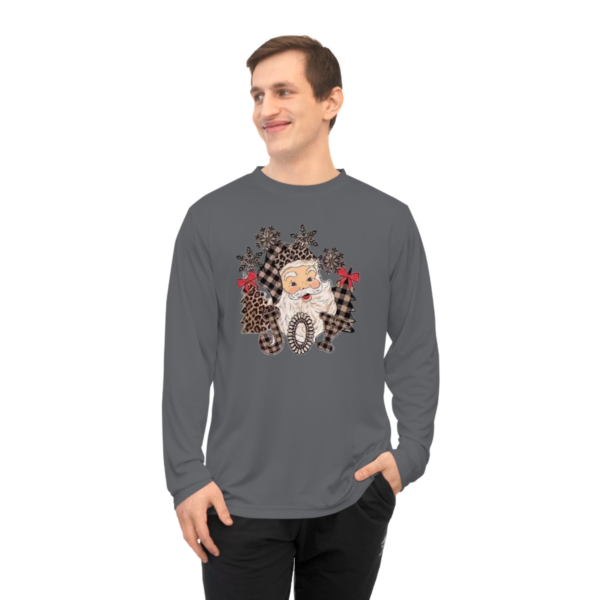 Joyful Holiday Unisex Performance Long Sleeve Shirt | Great for Christmas, Gift, Winter Wear, Casual, Athleisure.