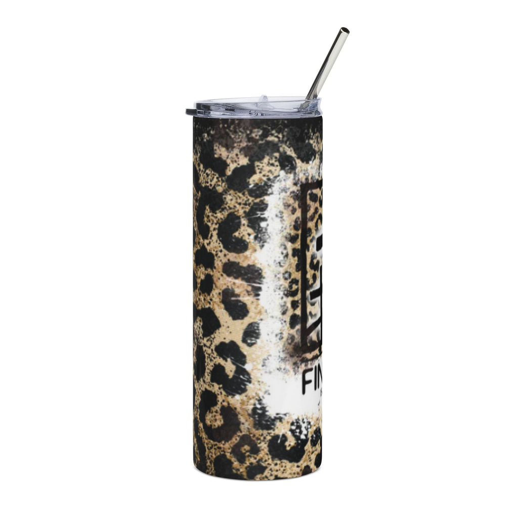 Leopard Print Stainless Steel Tumbler - 'It Is Finished' Isaiah 53:4