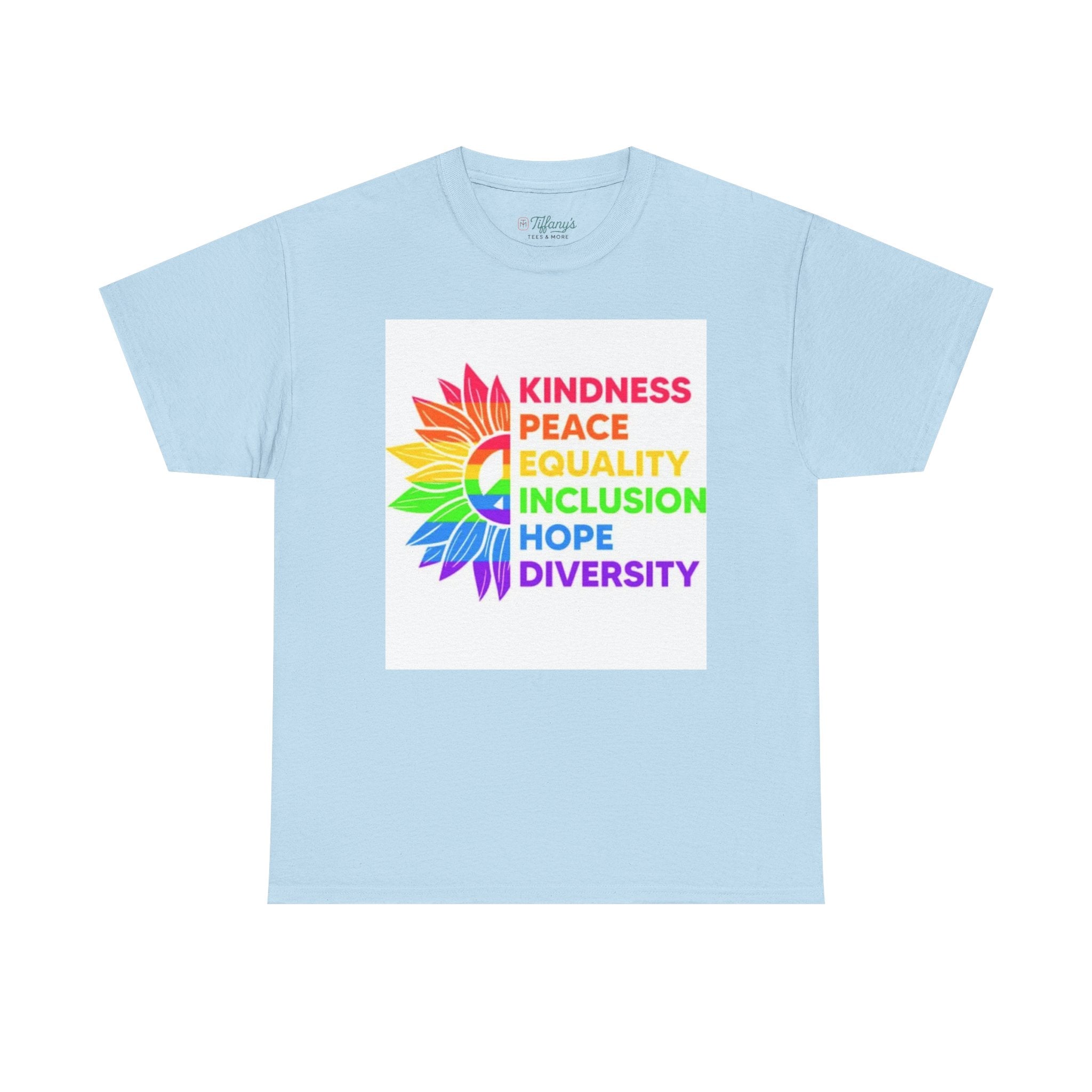 Rainbow Inclusivity Unisex Heavy Cotton Tee - Kindness, Peace, Equality, Hope & Diversity