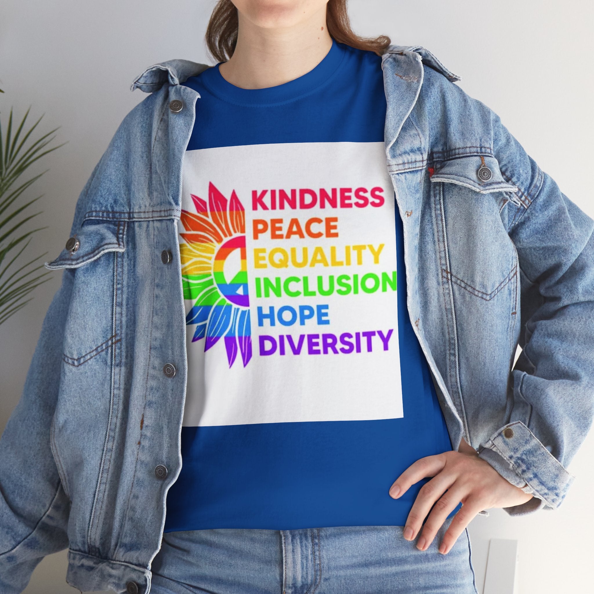 Rainbow Inclusivity Unisex Heavy Cotton Tee - Kindness, Peace, Equality, Hope & Diversity