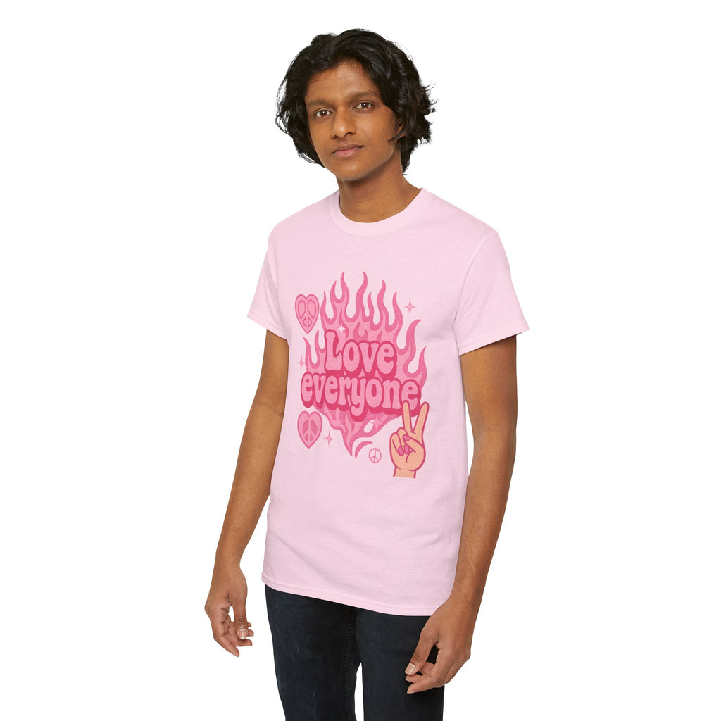 Love Everyone Unisex Heavy Cotton Tee - Peace & Love Graphic T-Shirt Inclusivity Unisex
