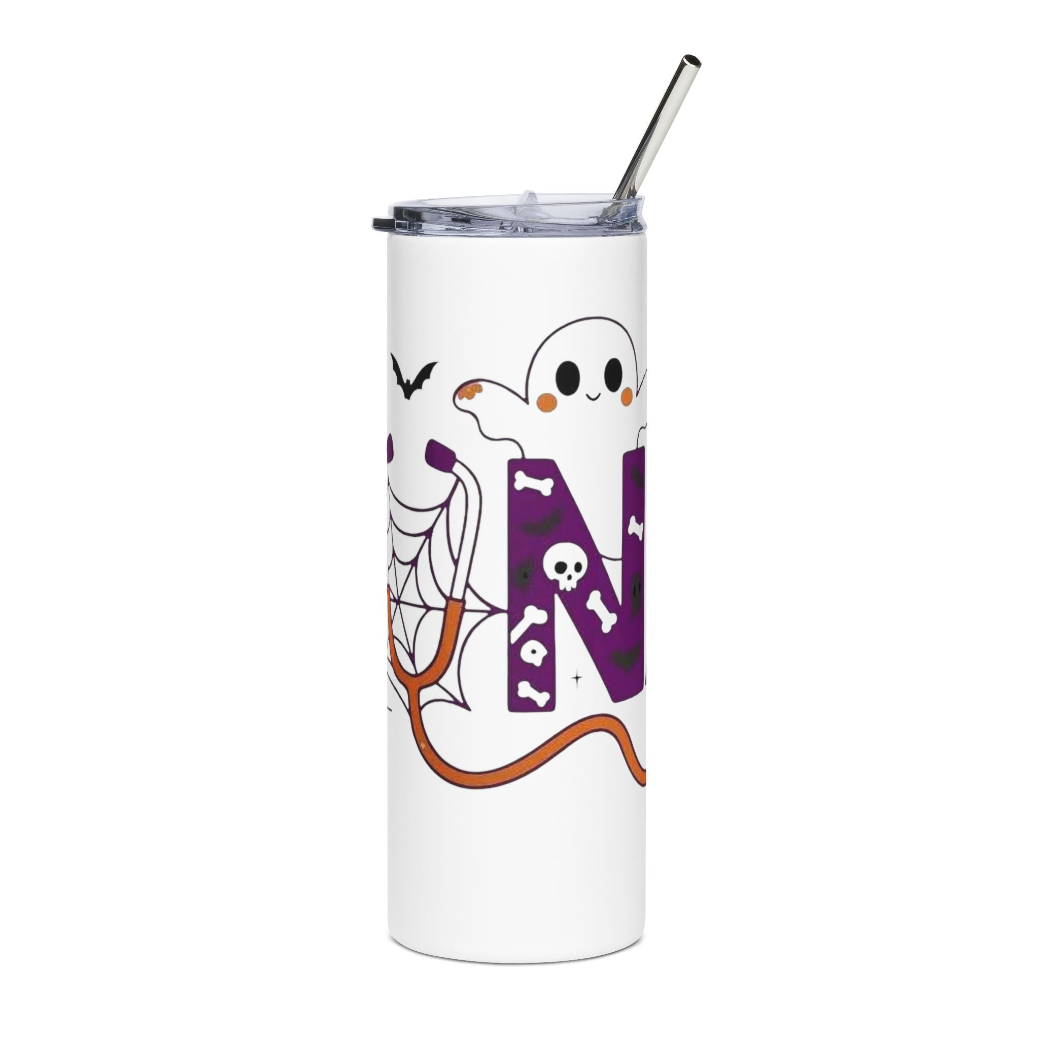 Spooky Halloween Tumbler, Personalized Stainless Steel Drinkware, 20oz Ghost & Spider, Fun Gift for Kids, Halloween Party Decor, [...]