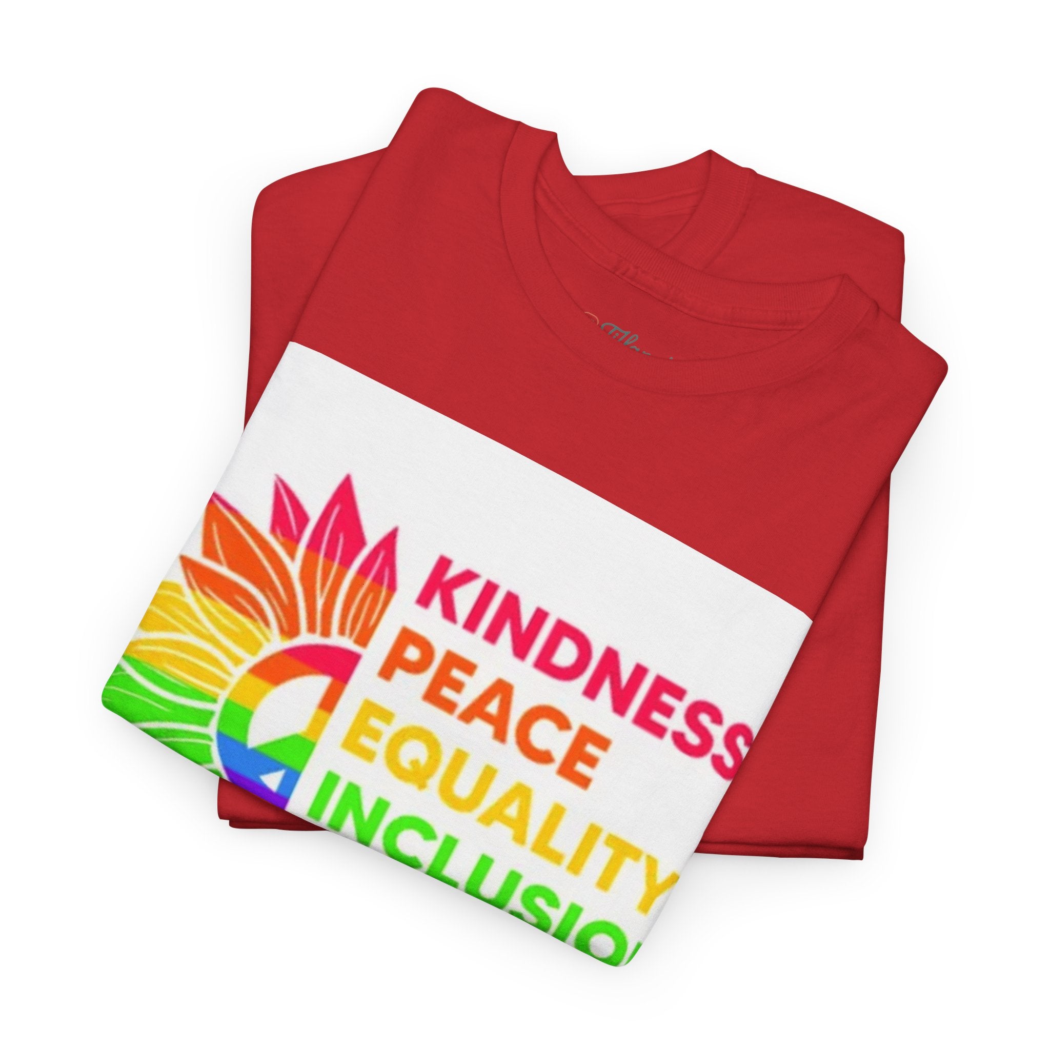 Rainbow Inclusivity Unisex Heavy Cotton Tee - Kindness, Peace, Equality, Hope & Diversity