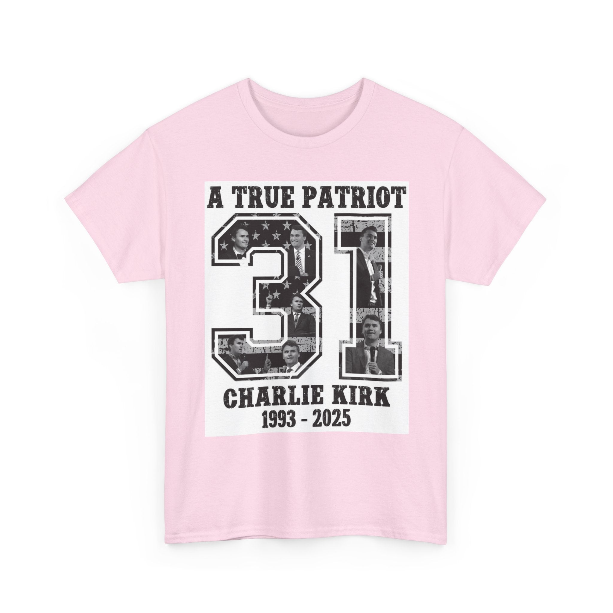 Patriotic Kirk Tribute Tee, Unisex Heavy Cotton Tee, Memorial Shirt, Tribute Gift, 4th of July, Casual Wear, Commemorative Apparel