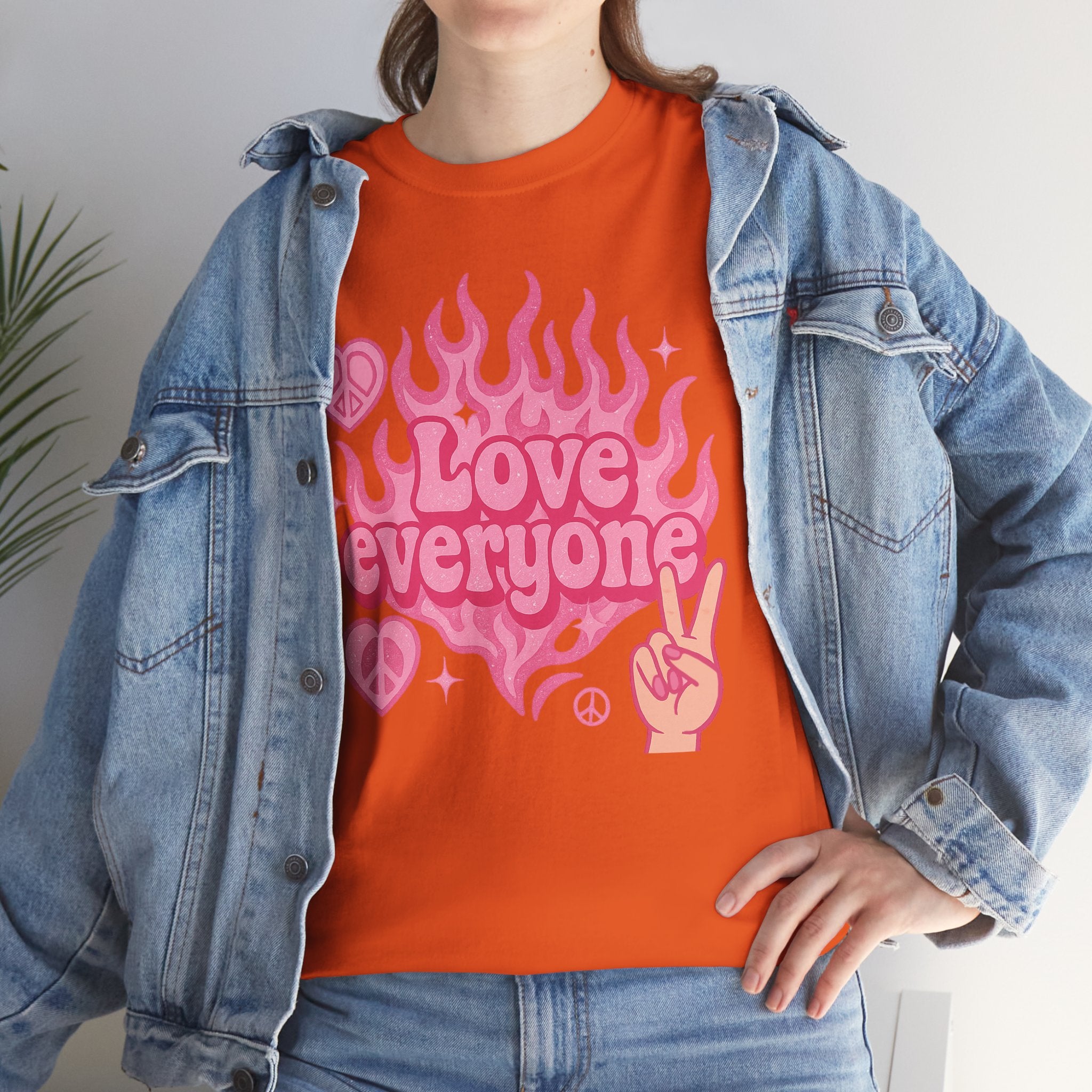 Love Everyone Unisex Heavy Cotton Tee - Peace & Love Graphic T-Shirt Inclusivity Unisex