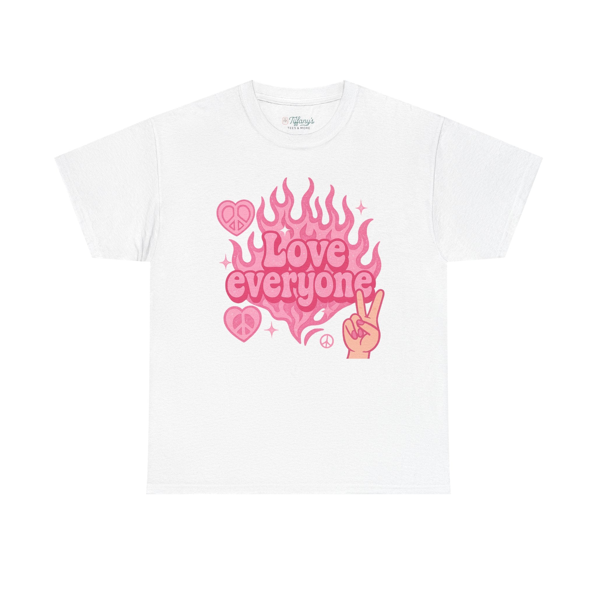 Love Everyone Unisex Heavy Cotton Tee - Peace & Love Graphic T-Shirt Inclusivity Unisex