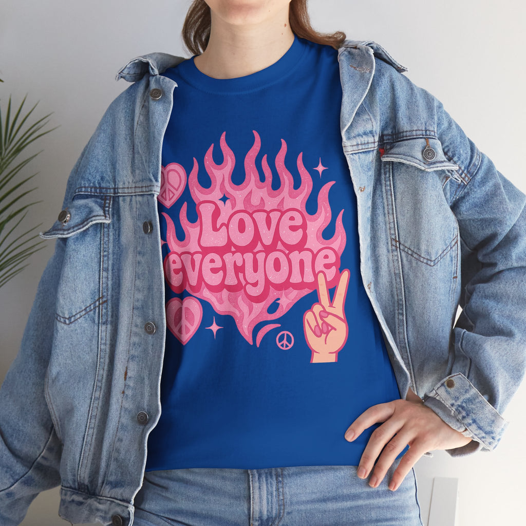 Love Everyone Unisex Heavy Cotton Tee - Peace & Love Graphic T-Shirt Inclusivity Unisex