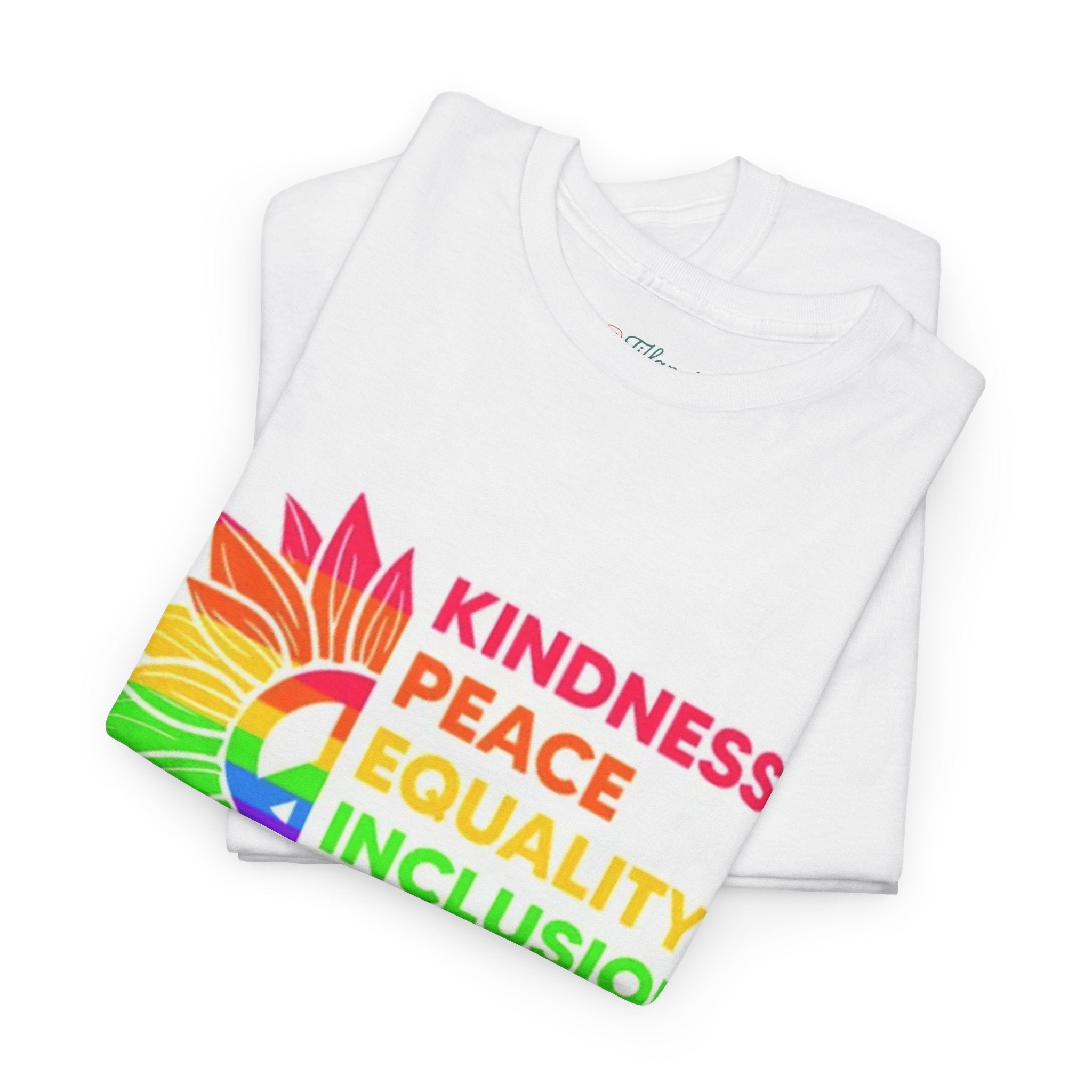 Rainbow Inclusivity Unisex Heavy Cotton Tee - Kindness, Peace, Equality, Hope & Diversity