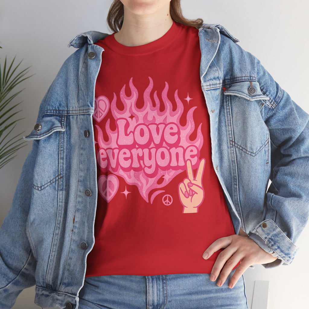 Love Everyone Unisex Heavy Cotton Tee - Peace & Love Graphic T-Shirt Inclusivity Unisex
