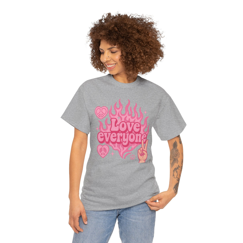 Love Everyone Unisex Heavy Cotton Tee - Peace & Love Graphic T-Shirt Inclusivity Unisex