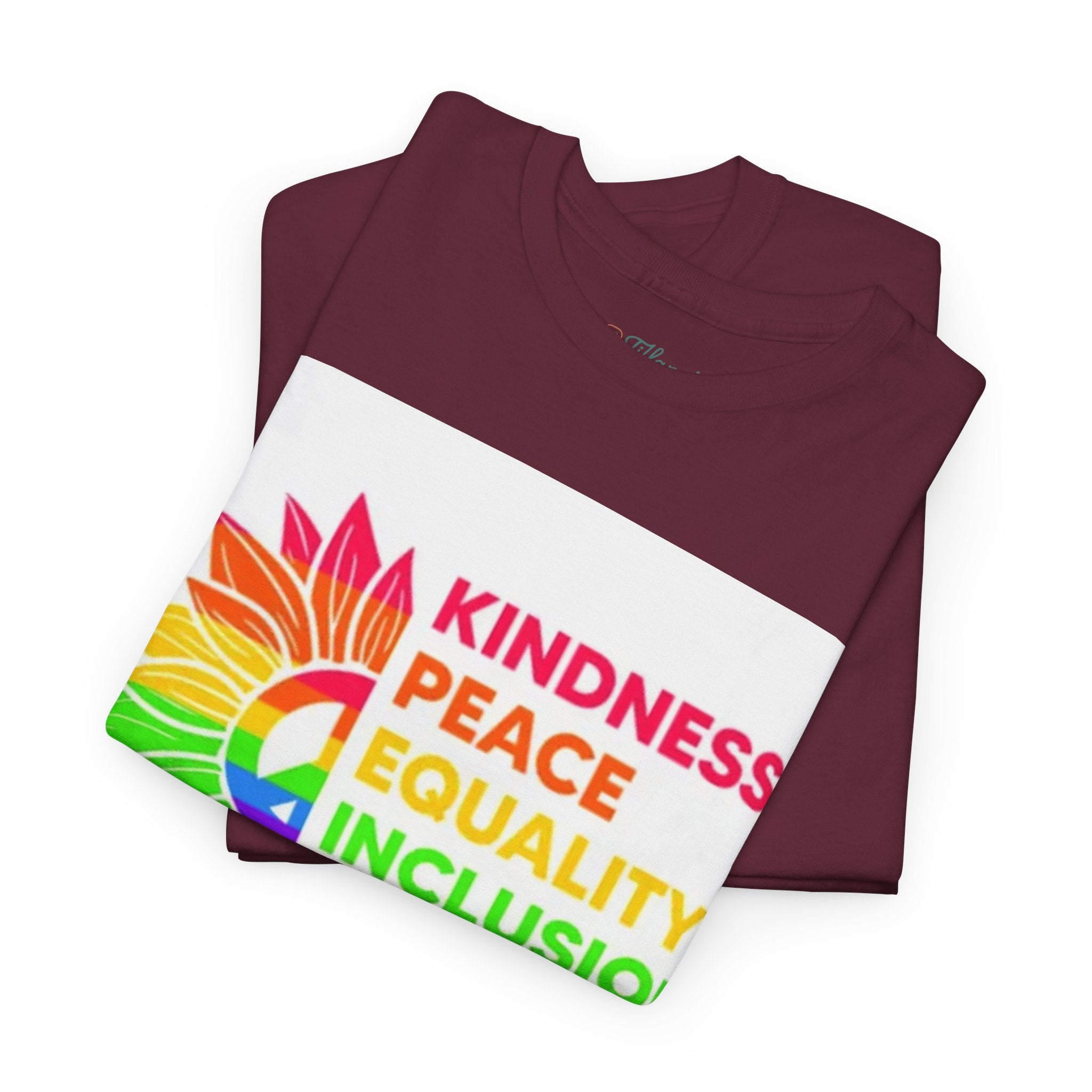Rainbow Inclusivity Unisex Heavy Cotton Tee - Kindness, Peace, Equality, Hope & Diversity