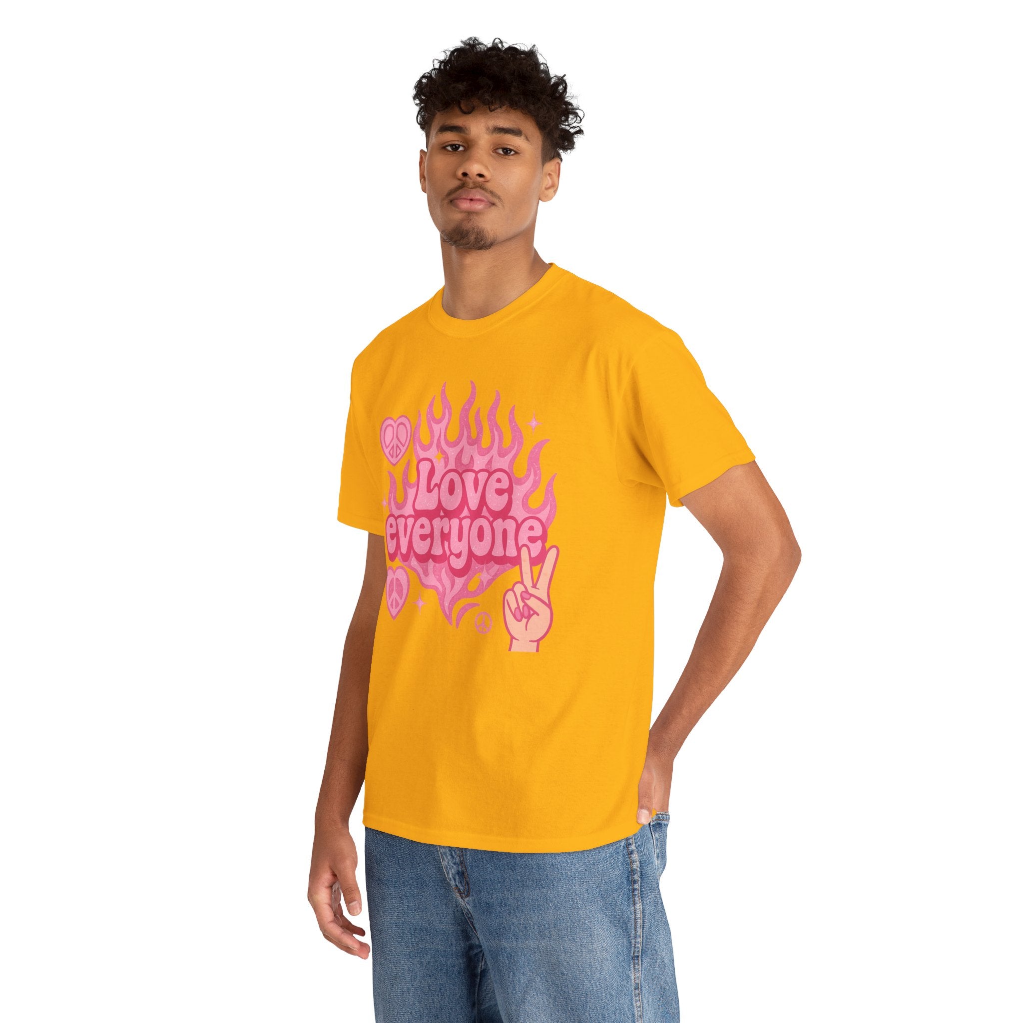 Love Everyone Unisex Heavy Cotton Tee - Peace & Love Graphic T-Shirt Inclusivity Unisex